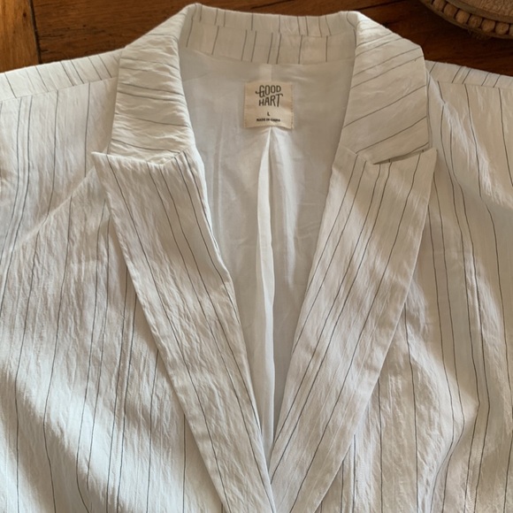 Matilda Jane Good Hart GH Myrtle Beach Stripe Blazer White Gauzy Nautical Size L - Picture 13 of 14